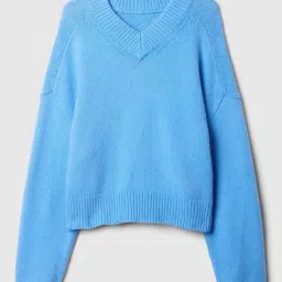 GAP Blue Relaxed Fit Solid Pullover image 3