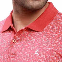 Parx Mid Red Cotton Regular Fit Printed Polo T-Shirt image 5