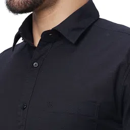 Raymond Black Cotton Linen Slim Fit Shirt image 5