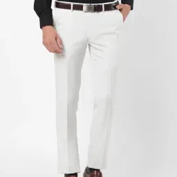 AD by Arvind White Regular Fit Flat Front Trousers-image-26