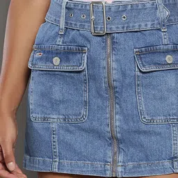 TOMMY HILFIGER Blue Cotton Mini Skirt image 5