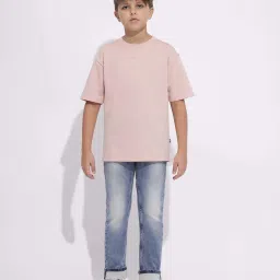 Jack & Jones Junior Boys Sheer Pink Cotton Solid T-Shirt image 5