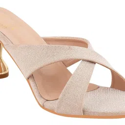 Shoetopia Women's Beige Cross Strap Sandals image 5