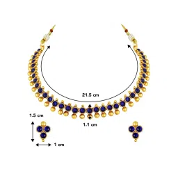 Peora Gold-Plated Blue Choker Necklace with Stud Earrings Ethnic Jewellery Set image 5