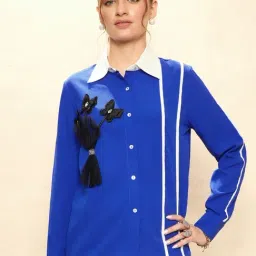 KASSUALLY Blue Solid Casual Shirt-image-36