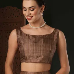 Saree Mall Brown Silk Printed Saree With Unstitched Blouse image 5