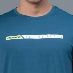 Red Tape Teal Blue Regular Fit Printed Sports T-Shirt image 5
