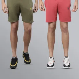 Vimal Jonney Green & Pink Regular Fit Lounge Shorts - Pack of 2-picture-21