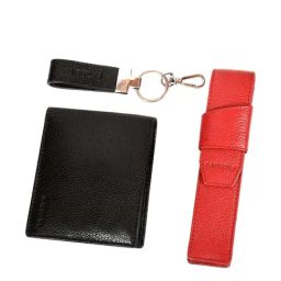 SASSORA Black & Red Solid Bi-Fold Wallet, Keychain & Pencase Combo Set-picture-31