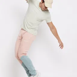 Camla Peach Cotton Relaxed Fit Colour-Block Trackpants image 5