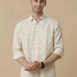 Linen Club Yellow Linen Regular Fit Printed Shirt-picture-17