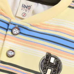 UNO KIDS Boys Yellow & Green Striped Top & Short sets image 5