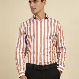 Allen Solly White Cotton Slim Fit Striped Shirt-picture-45