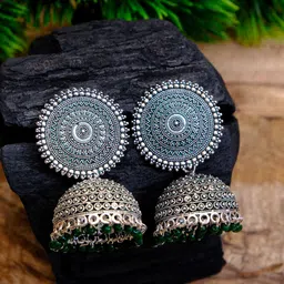 Crunchy Fashion Green Pearls Dome Shaped Jhumkas-picture-37