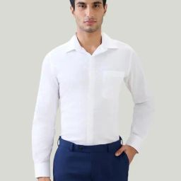 Raymond White Pure Cotton Slim Fit Self Pattern Shirt-picture-34