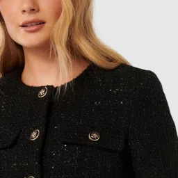 Forever New Black Regular Fit Self Jacket image 5