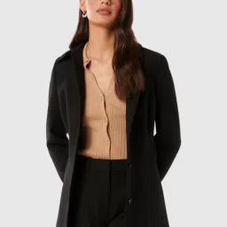Forever New Black Regular Fit Solid Coat image 5