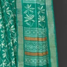 Saree Mall Green Printed Sarees With Unstitched Blouse image 5