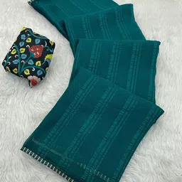 K 5 Fashion Embroidered Pure Chiffon Saree image 1