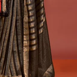 Saree Mall Black Woven Sarees With Unstitched Blouse image 5