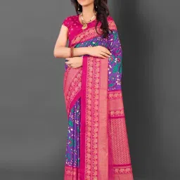Saree Mall Purple Printed Sarees With Unstitched Blouse-picture-18
