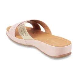 Mochi Women's Peach Cross Strap Wedges image 3