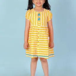 Lil Drama Kids Yellow & White Striped Dress-image-26