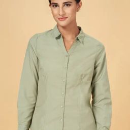 Annabelle by Pantaloons Olive Green Regular Fit Shirt-picture-10