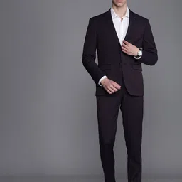 Louis Philippe Self Design Single-Breasted Formal Blazer And Trousers-picture-18