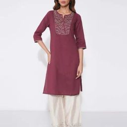 Rangmanch By Pantaloons Purple Regular Fit Embroidered Kurta-picture-11