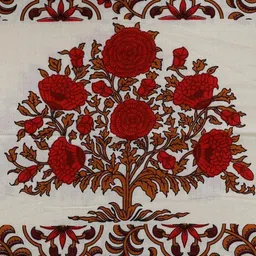 DGSM CRAFT Off White Floral 144 TC Queen Bedsheet with 2 Pillow Covers image 3