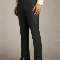 Louis Philippe Grey Slim Fit Texture Trousers image 3