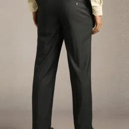 Louis Philippe Grey Slim Fit Texture Trousers image 2