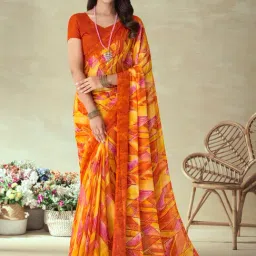 Saree Mall Yellow Printed Saree With Unstitched Blouse-image-73
