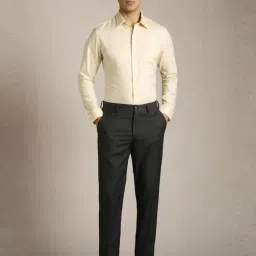 Louis Philippe Grey Slim Fit Texture Trousers image 5