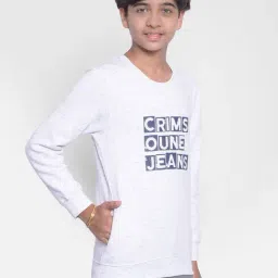 Crimsoune Club Kids White Graphic Print Full Sleeves Sweatshirt image 3