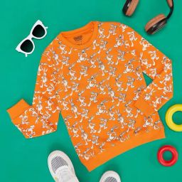 YU by Pantaloons Kids Orange Printed Full Sleeves Sweatshirt-picture-7