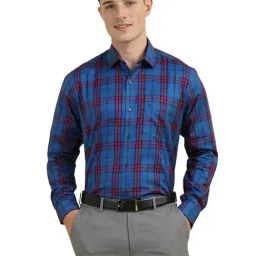 Allen Solly Blue Cotton Slim Fit Checks Shirt-picture-36