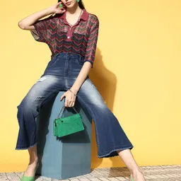 plusS Women Stylish Blue High-Rise Flared Fit Stretchable Jeans-image-15