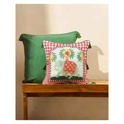 Chumbak Royal Tusker Cushion Cover Palace Memoirs (16X16 Inches) image 1