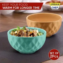 Urban Chef Brown & Blue Ceramic Handcrafted Microwave Safe Bowl (0.5 L) - Set of 2 image 4