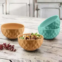 Urban Chef Brown & Blue Ceramic Handcrafted Microwave Safe Bowl - Set of 4-image-72