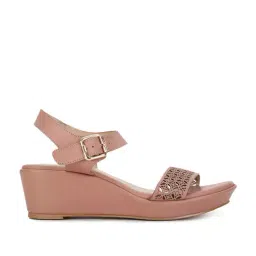 Bata Women's Pink Ankle Strap Wedges-picture-41
