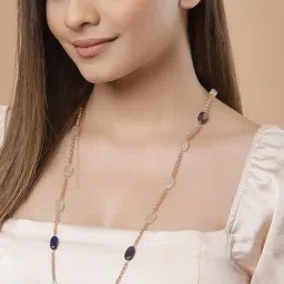 Dugran By Dugristyle Multi Lariat Necklace with Natural Stones & Faux Ruby for Women-image-33