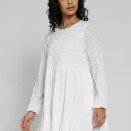 American Eagle White Cotton Regular Fit Dress image 3