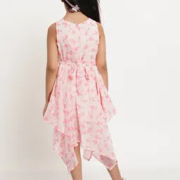Creative Kid's Girls Pink Regular Fit Printed Dress image 2