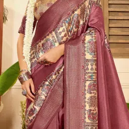 Saree Mall Rose Gold Silk Self Saree with Blouse Piece image 3