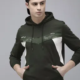 Van Heusen Flex Men Colourblocked Hooded Sweatshirt-image-91