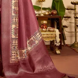 Saree Mall Rose Gold Silk Self Saree with Blouse Piece image 5