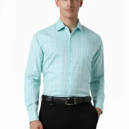 Van Heusen Blue Slim Fit Checks Shirt-picture-22